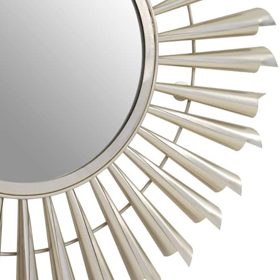 Casa Round Sunburst Effect Wall Mirror In Nickel Metal Frame_4