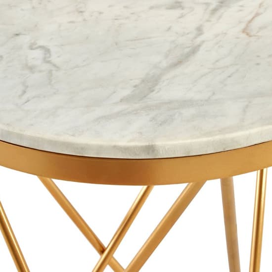 Casa Round White Marble Side Table With Gold Hairpin Legs_3
