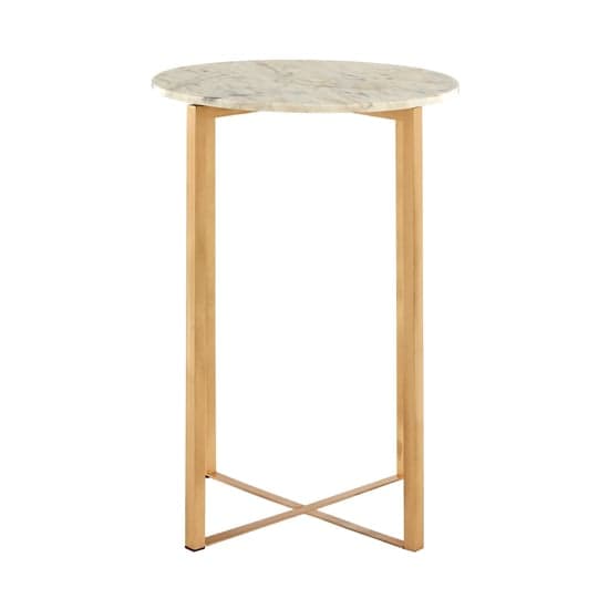 Casa Round White Marble Side Table With Gold Metal Frame_2