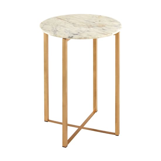 Casa Round White Marble Side Table With Gold Metal Frame_3
