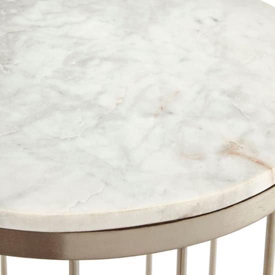Casa Round White Marble Side Table With Silver Metal Frame_3