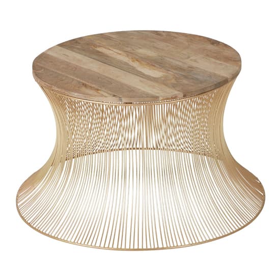 Casa Round Wooden Coffee Table With Gold Metal Frame_2
