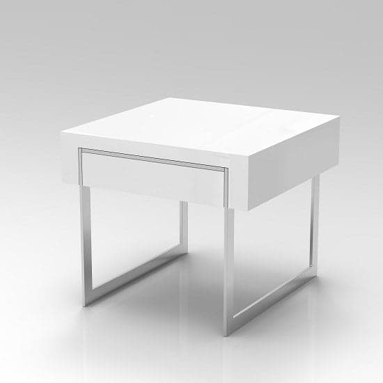 Casa High Gloss Side Table With 1 Drawer In White_3