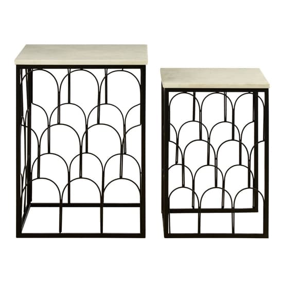 Casa Square Marble Set Of 2 Side Tables With Black Metal Frame_4