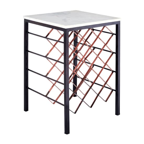 Casa Square White Marble Side Table With Wine Rack_4