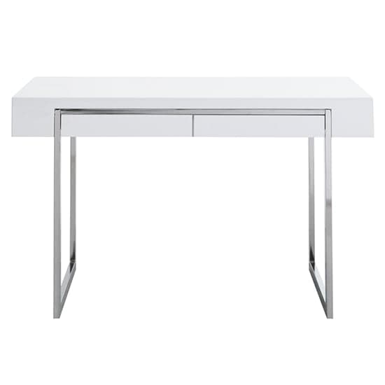 Casa High Gloss Computer Desk With 2 Drawers In White_3
