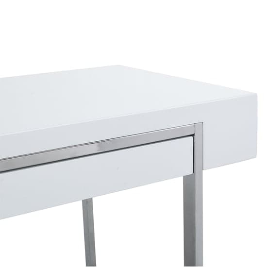 Casa High Gloss Computer Desk With 2 Drawers In White_7