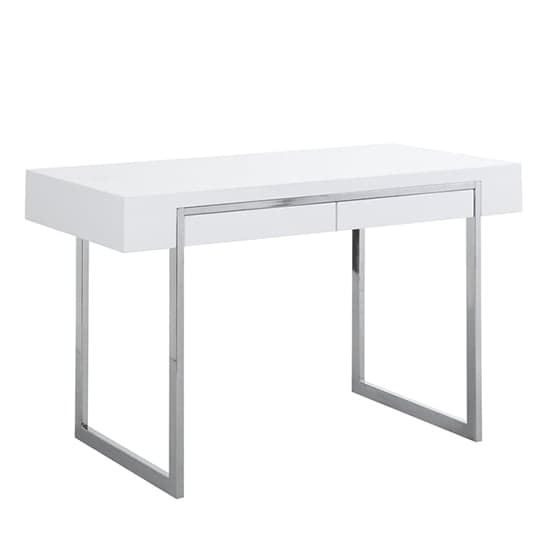 Casa High Gloss Console Table With 2 Drawers In White_3