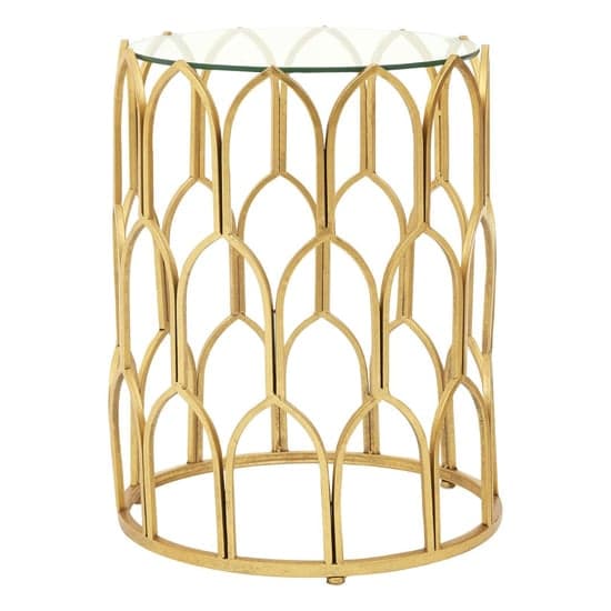 Cascade Clear Glass Top Side Table With Gold Leaf Frame_1
