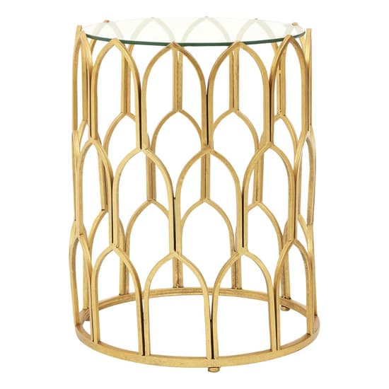 Cascade Clear Glass Top Side Table With Gold Leaf Frame Furniture in