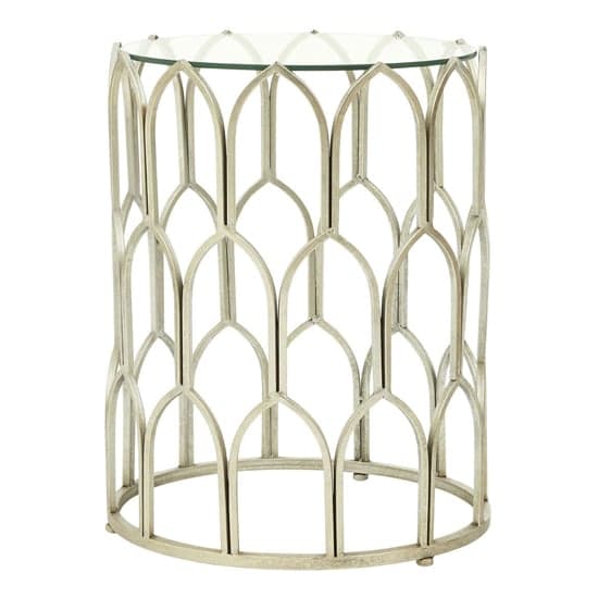 Cascade Clear Glass Top Side Table With Silver Leaf Frame_1