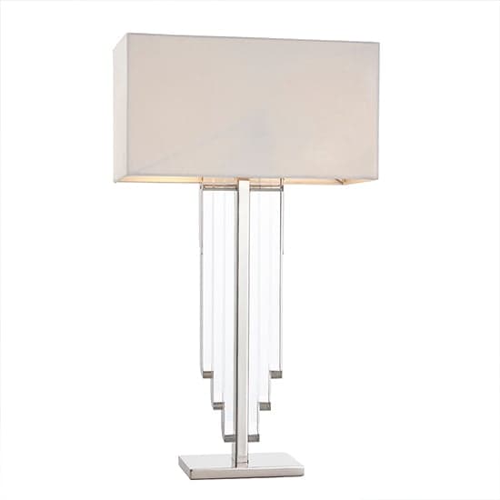 Cascade White Fabric Shade Table Lamp In Clear Crystal_2