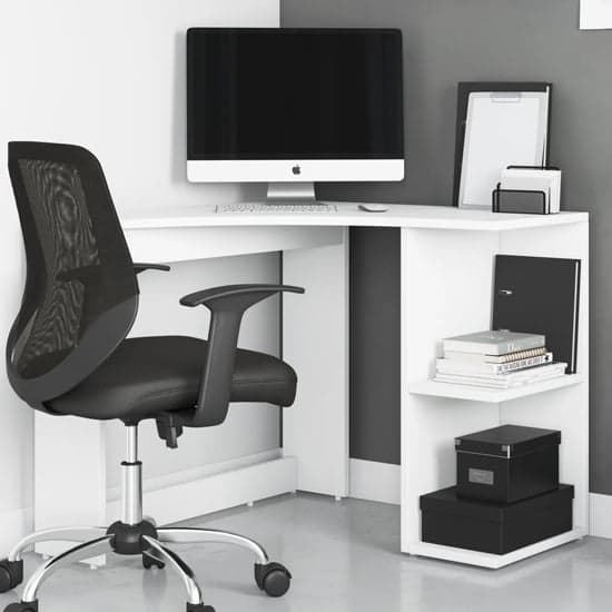 Cashel Wooden Corner Computer Desk In White_1