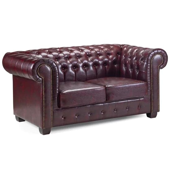 Caskey Bonded Leather 3+2 Seater Sofa Set In Oxblood Red_2