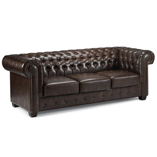 Caskey Bonded Leather 3 Seater Sofa In Antique Brown_1
