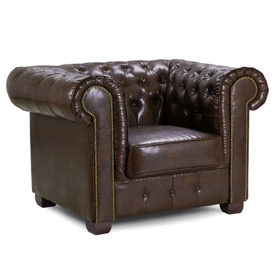 Caskey Bonded Leather Armchair In Antique Brown_1