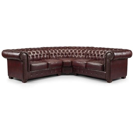 Caskey Bonded Leather Corner Sofa In Oxblood Red_1