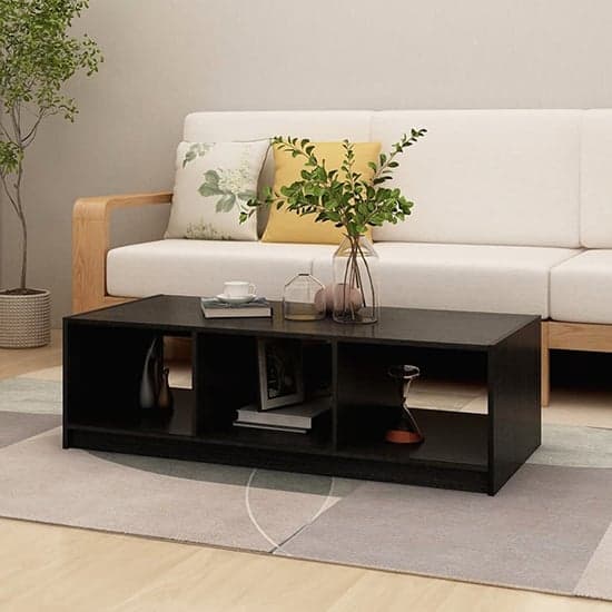 Cason Solid Pinewood Coffee Table With 2 Shelves In Black_1