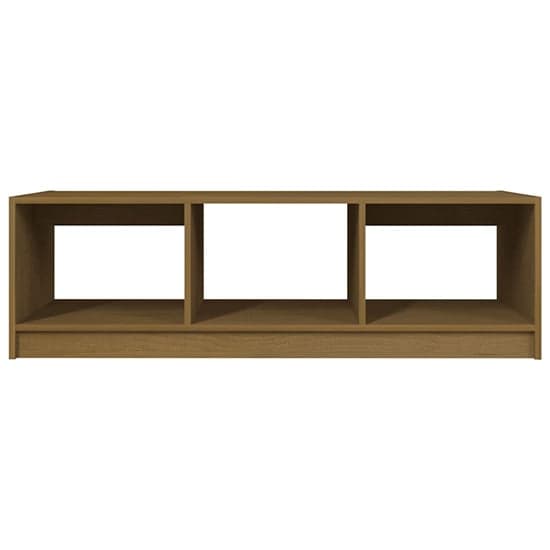 Cason Solid Pinewood Coffee Table With 2 Shelves In Honey Brown_3