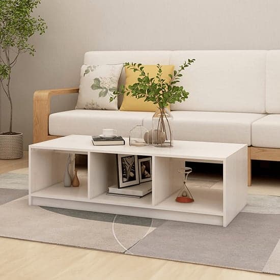 Cason Solid Pinewood Coffee Table With 2 Shelves In White_1