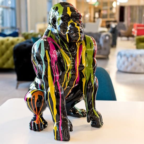 Casper Gorilla Sculpture In Black And Multicolored_1