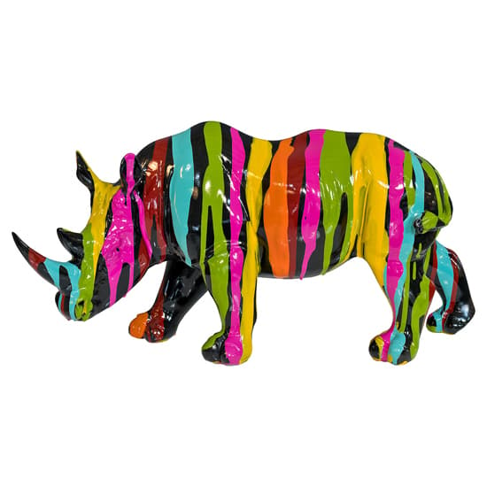 Casper Rhino Statuette Sculpture In Black And Multicolored_2
