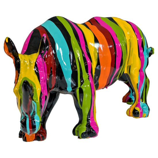Casper Rhino Statuette Sculpture In Black And Multicolored_4