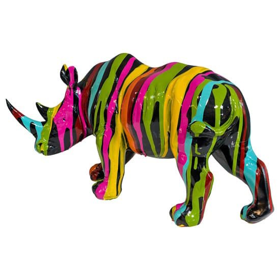 Casper Rhino Statuette Sculpture In Black And Multicolored_5