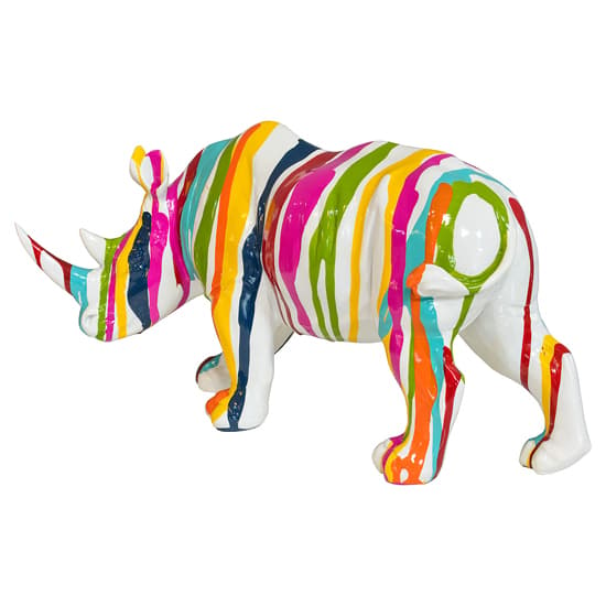 Casper Rhino Statuette Sculpture In White And Multicolored_4