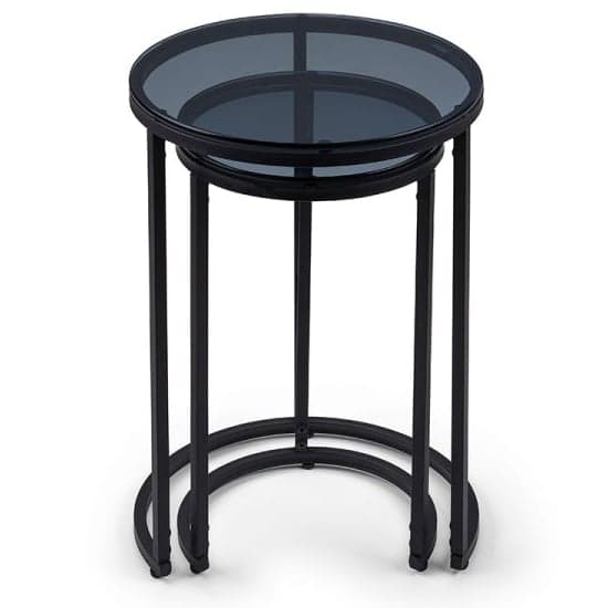Casper Round Smoked Glass Nest Of 2 Tables With Black Frame_2