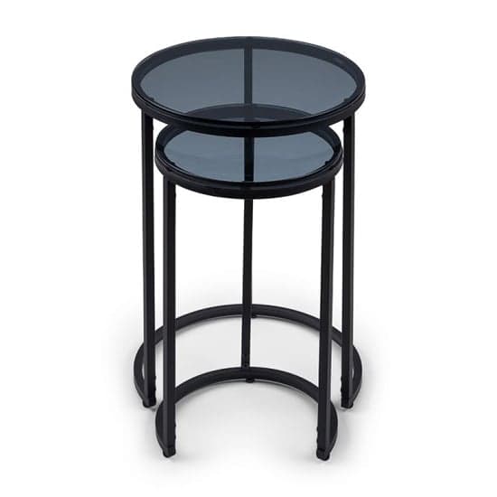 Casper Round Smoked Glass Nest Of 2 Tables With Black Frame_3