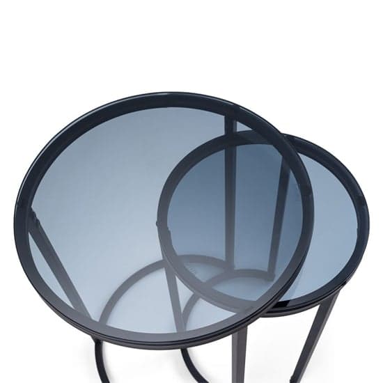 Casper Round Smoked Glass Nest Of 2 Tables With Black Frame_4