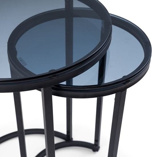 Casper Round Smoked Glass Nest Of 2 Tables With Black Frame_5