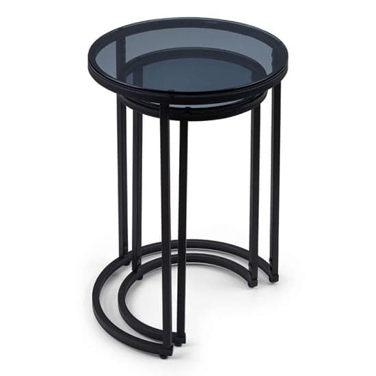Casper Round Smoked Glass Nest Of 2 Tables With Black Frame_6