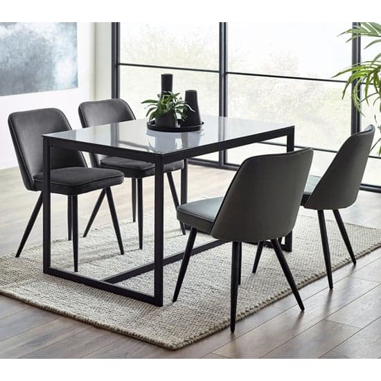 Casper Smoked Glass Dining Table With Black Metal Frame_2