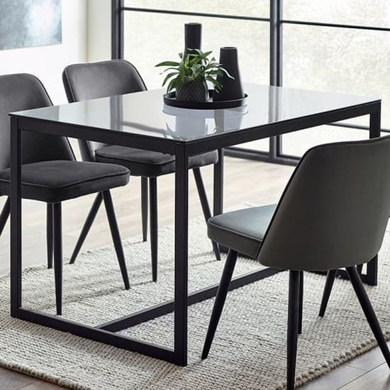 Casper Smoked Glass Dining Table With Black Metal Frame Furniture in