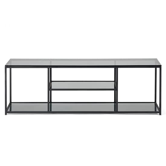 Casper Smoked Glass TV Stand With Black Metal Frame Furniture in Fashion