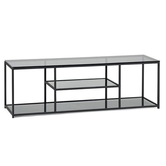 Casper Smoked Glass TV Stand With Black Metal Frame_1