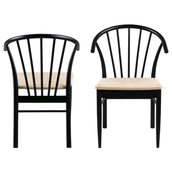 Cassan Matt Black Wooden Dining Chairs In Pair_2