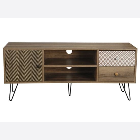 Cassava Wooden TV Stand With Black Legs In Brown_2