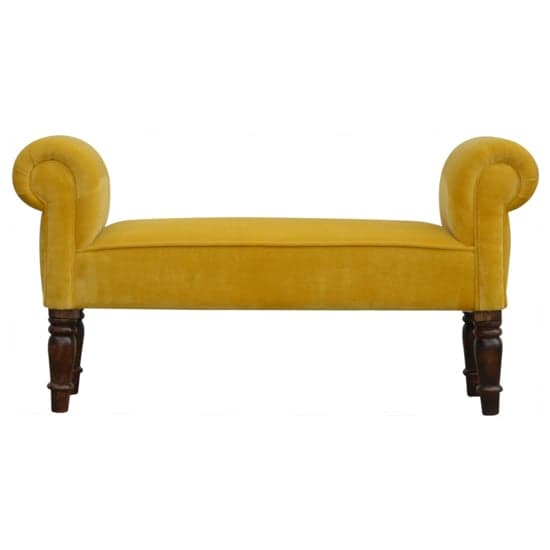 Cassia Velvet Hallway Seating Bench In Mustard_2