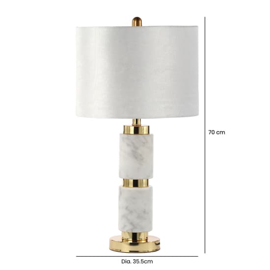 Cassis Cream Velvet Shade Table Lamp With White Marble Base_2