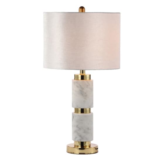 Cassis Cream Velvet Shade Table Lamp With White Marble Base_3