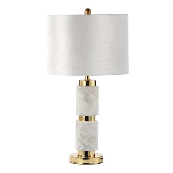 Cassis Cream Velvet Shade Table Lamp With White Marble Base_1