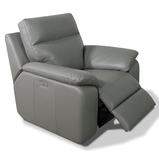 Cassis Electric Leather Recliner Armchair In Fume_1