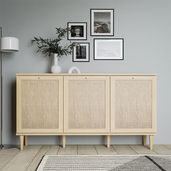 Cassis Wooden Sideboard With 3 Doors In Light Oak Effect Furniture in