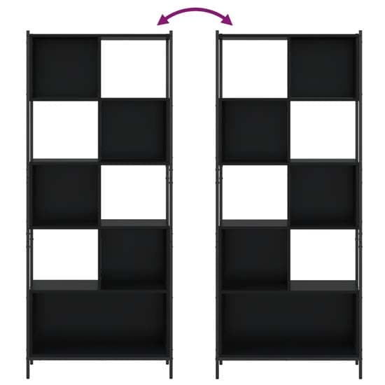 Cassis Wooden Bookcase With 5 Shelves In Black_5