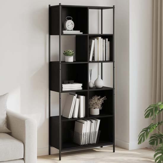 Cassis Wooden Bookcase With 5 Shelves In Black_1