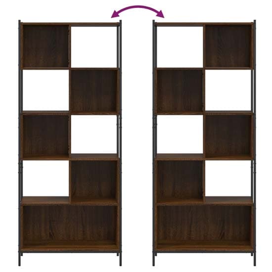Cassis Wooden Bookcase With 5 Shelves In Brown Oak_6