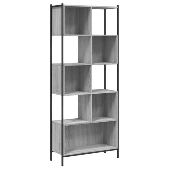 Cassis Wooden Bookcase With 5 Shelves In Grey Sonoma Oak_2